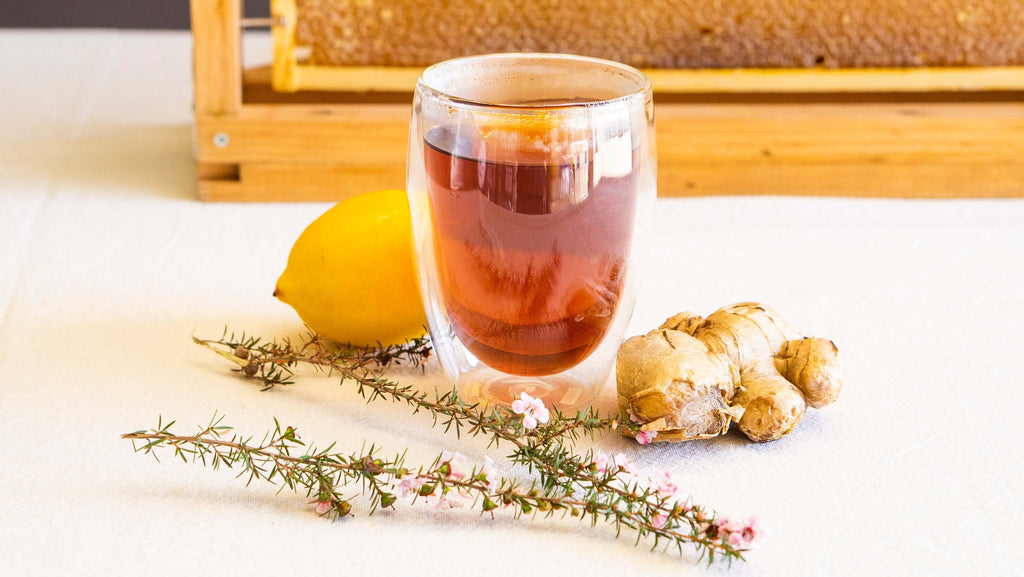 Manuka honey tea with lemon and ginger