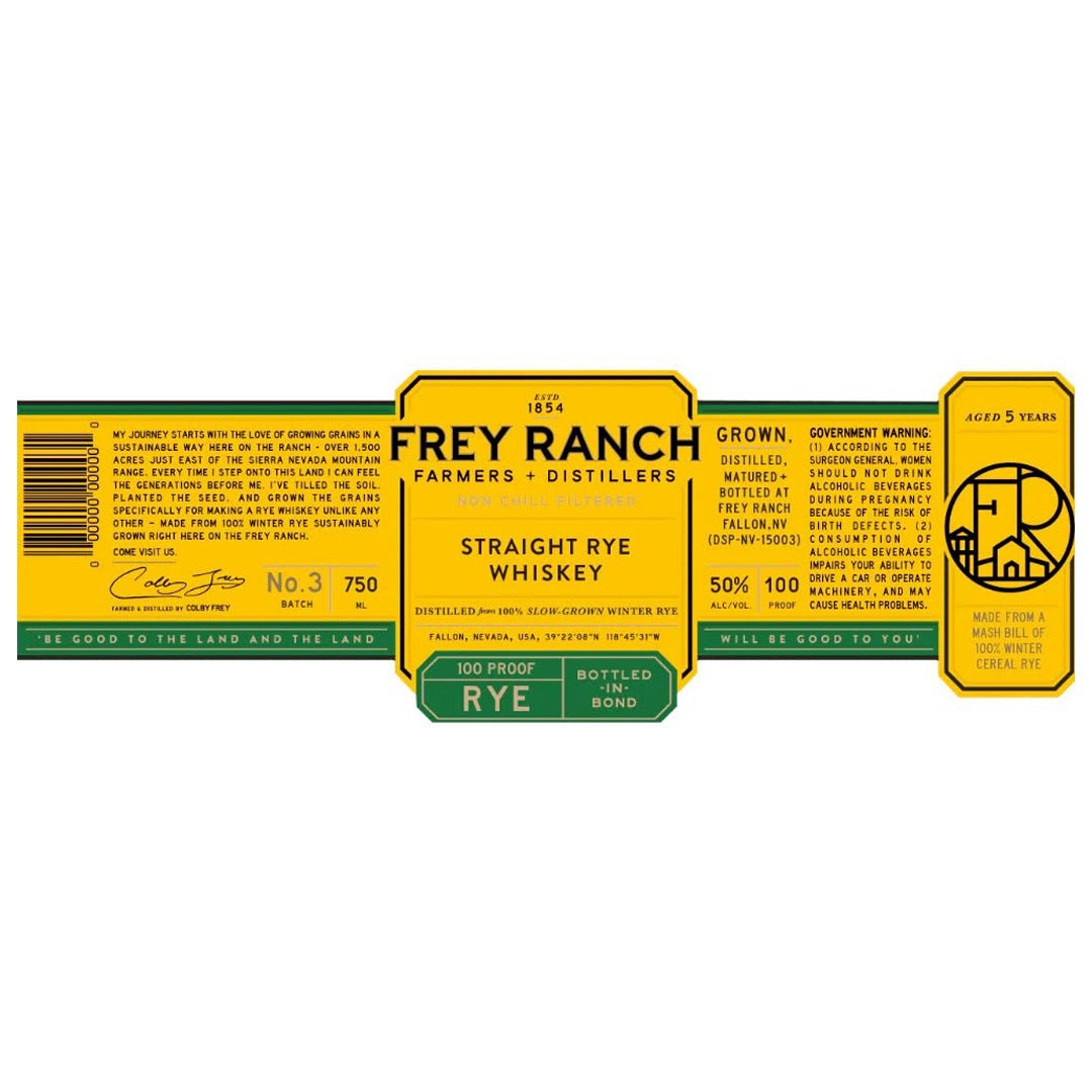 Frey Ranch 5 Year Old Bottled In Bond Straight Rye 750ml