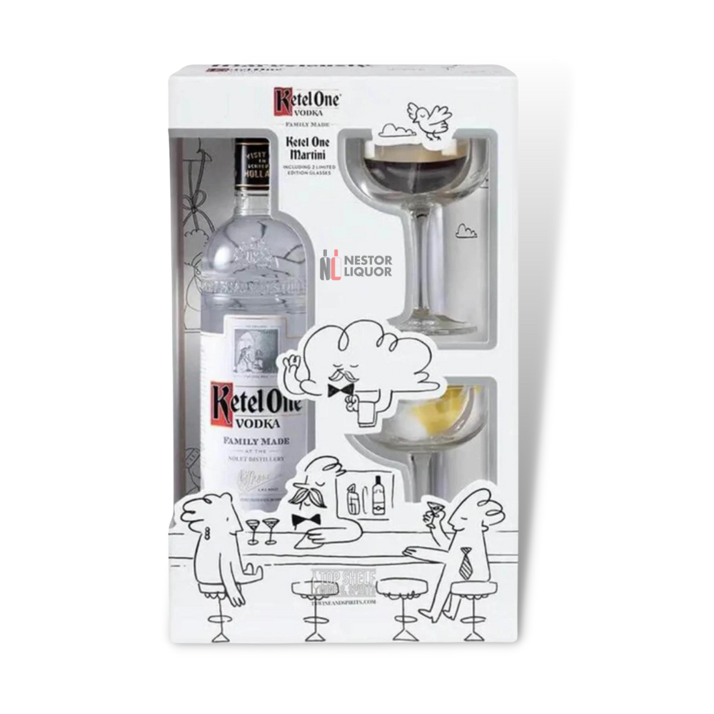 Ketel One Vodka Gift Set W/ Martini Glasses 750ml