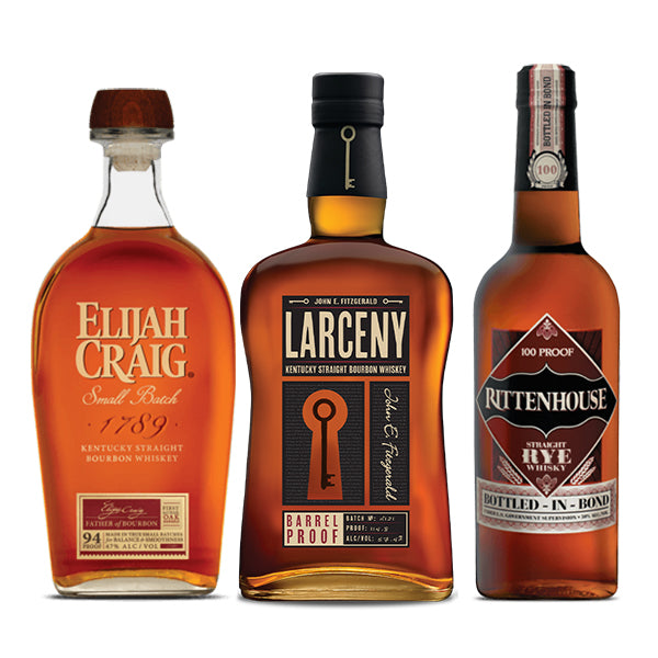 Larceny Barrel Proof Batch A121 + Elijah Craig Small Batch  + Rittenhouse Straight Rye Whiskey