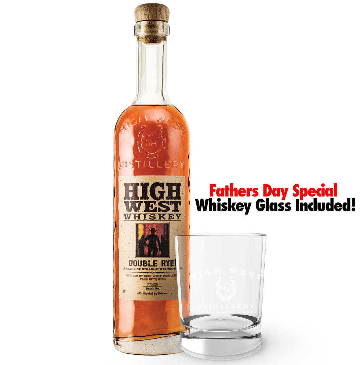 High West Double Rye Whiskey w/ Whiskey Glass 750ml