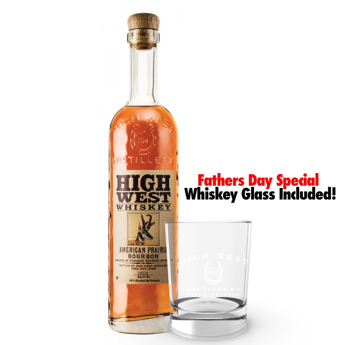 High West American Prairie Bourbon Whiskey w/ Whiskey Glass 750ml