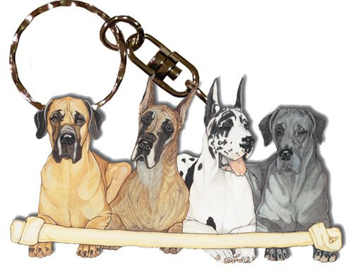 Great Dane wooden keychain