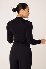 Camile Long Sleeve Body Shirt- Black - Zahraa The Label