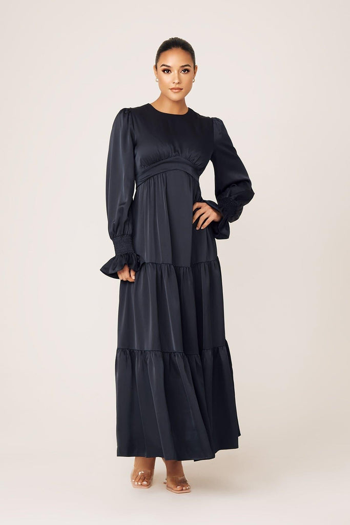 Milena Tiered Smock Maxi Dress French Blue – Zahraa The Label
