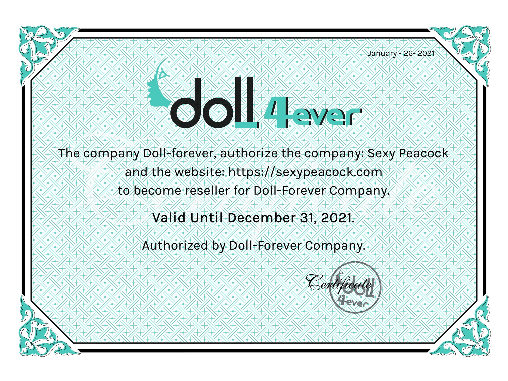 Doll Forever Certification - Sexy Peacock