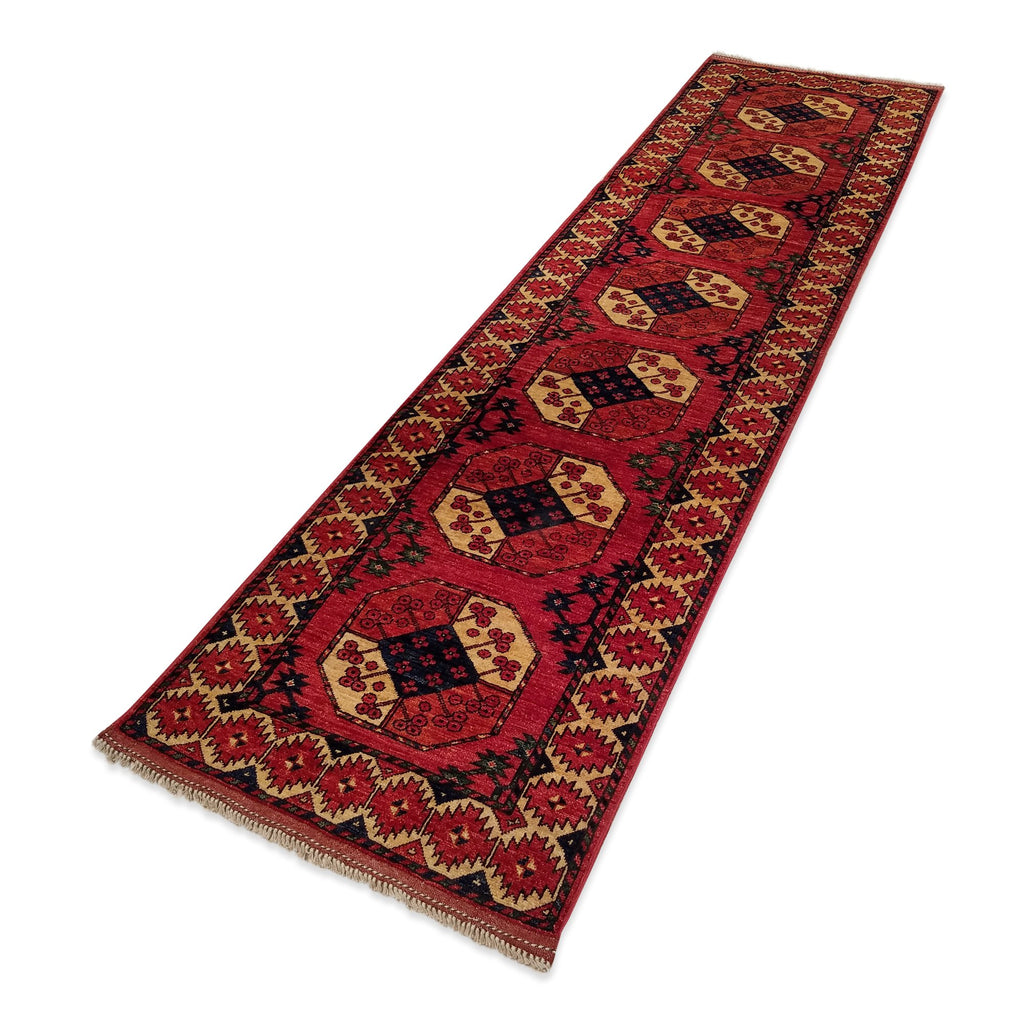 2' 8 x 10' 4 Ersari Turkmen Design Runner Hand Knotted Rug – Rugshook