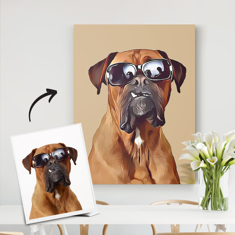 personalized dog and owner canvas