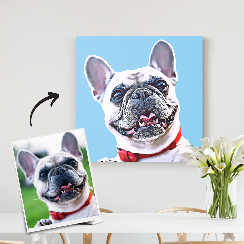 Custom Pet Portrait Dog Canvas Print Personalized Dog Wall Art Paintin