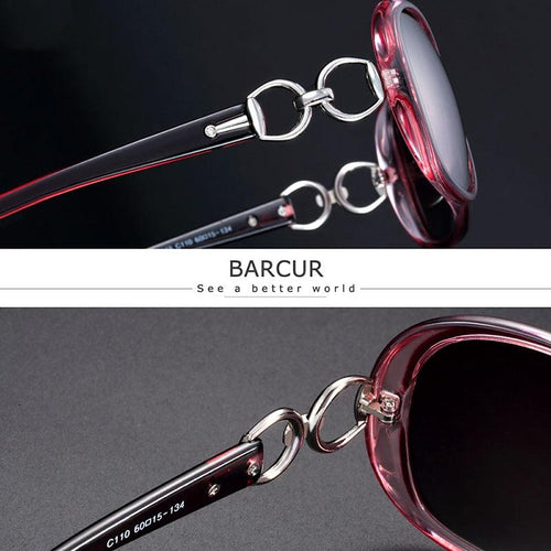 BARCUR Fashion Polarized Women Sunglasses Round Sun Glass Ladies Lunette De  Soleil Femme Lenses Color: Purple, Frame Color: BARCUR