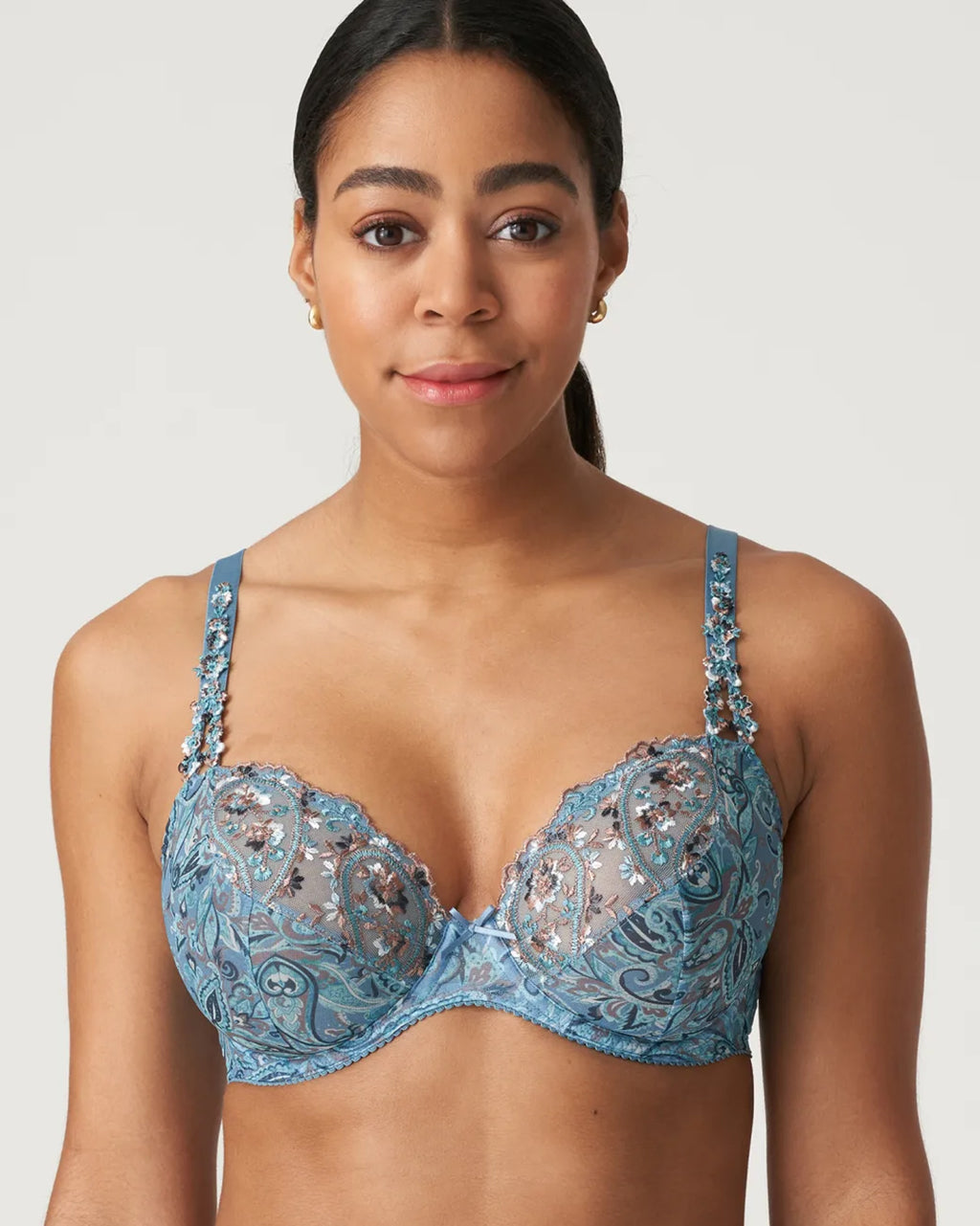 Elomi Charley Banded Stretch Lace Plunge Underwire Bra (4382),34HH,Pansy