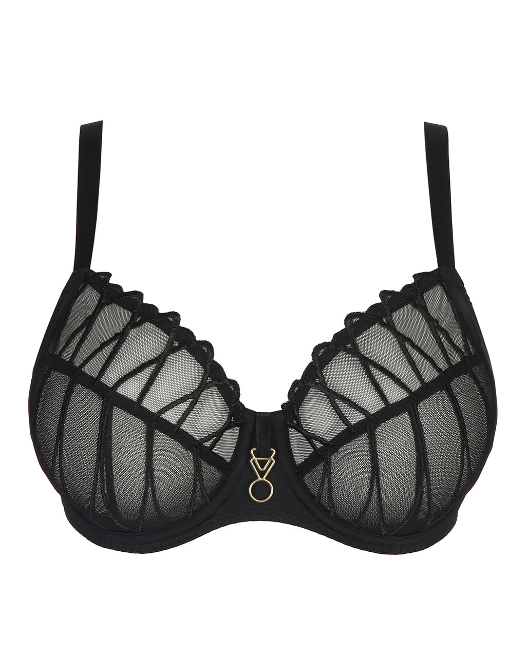 CHANTELLE FLEURS BLACK HALF CUP BRA