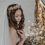 leaf bridal crown bridal tiara headpiece, gold brass bridal wedding tiara crown, vintage inspired bridal headpiece, bridal tiara, princess crown
