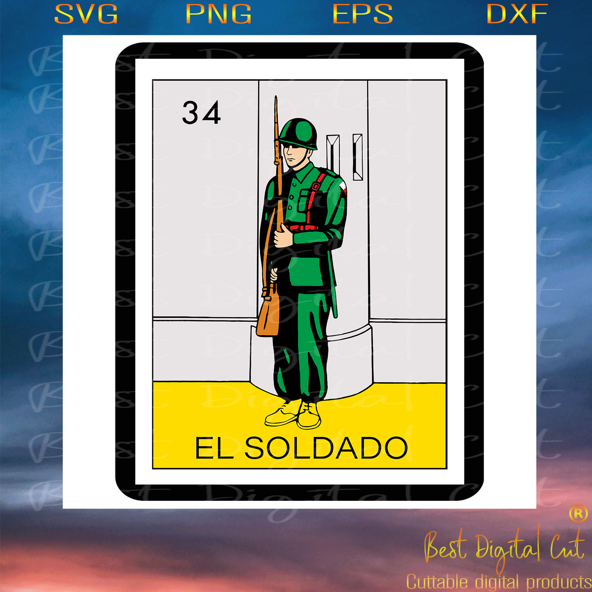 Download Mexican loteria 34 Soldado loteria card svg, Mexican ...