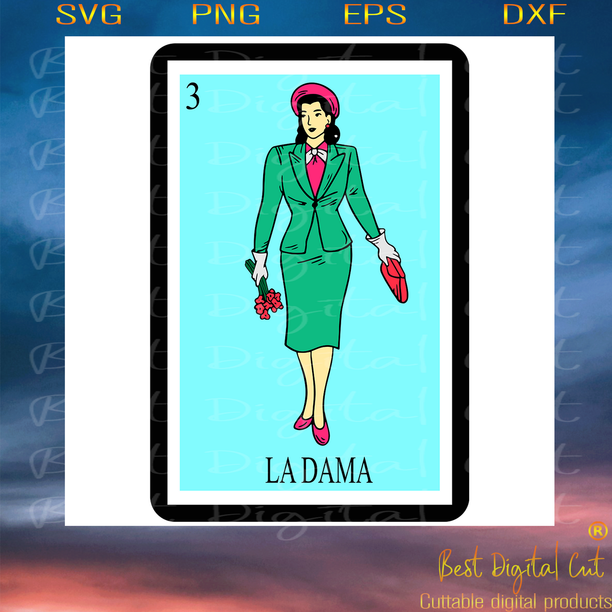 Download Mexican loteria 3 La Dama loteria card svg, Mexican ...