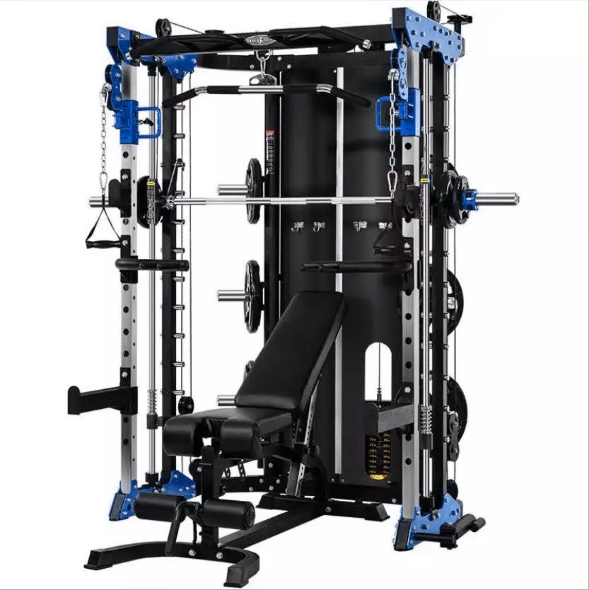 Commercial Home Gym Smith Machine w Twin Cross Cables Built in 2