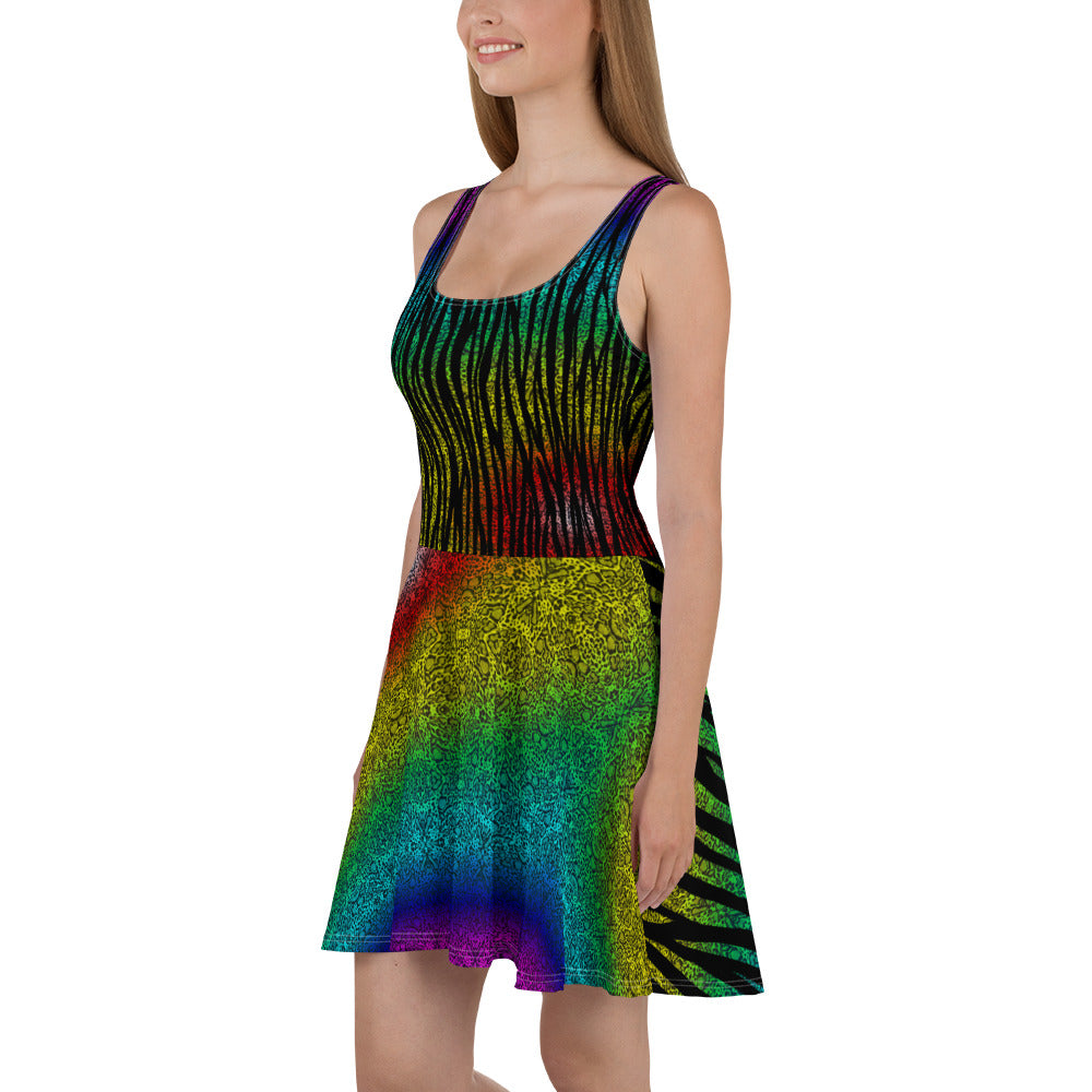 Download Rainbow Cheetah Zebra Skater Dress Phreshadelic PSD Mockup Templates