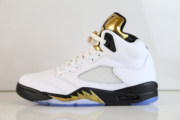 jordan retro 5 white and gold