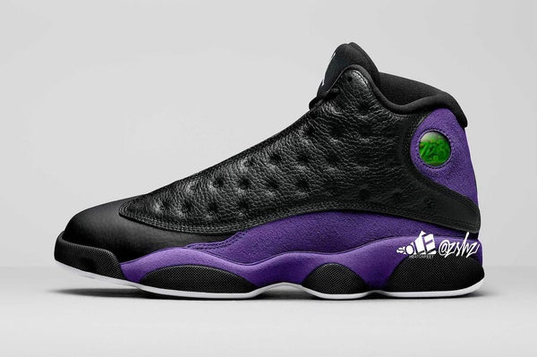 white and purple jordan 13