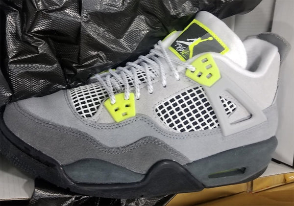 gray and neon jordans