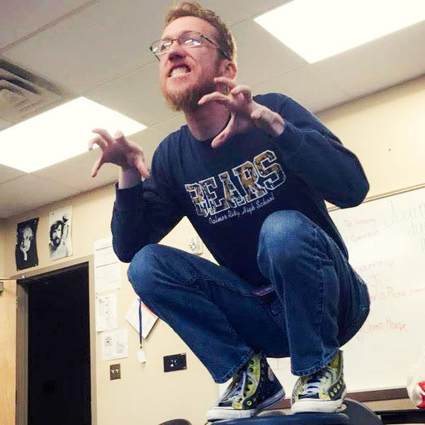 Josh Belk teaching high school theatre students in Colorado.