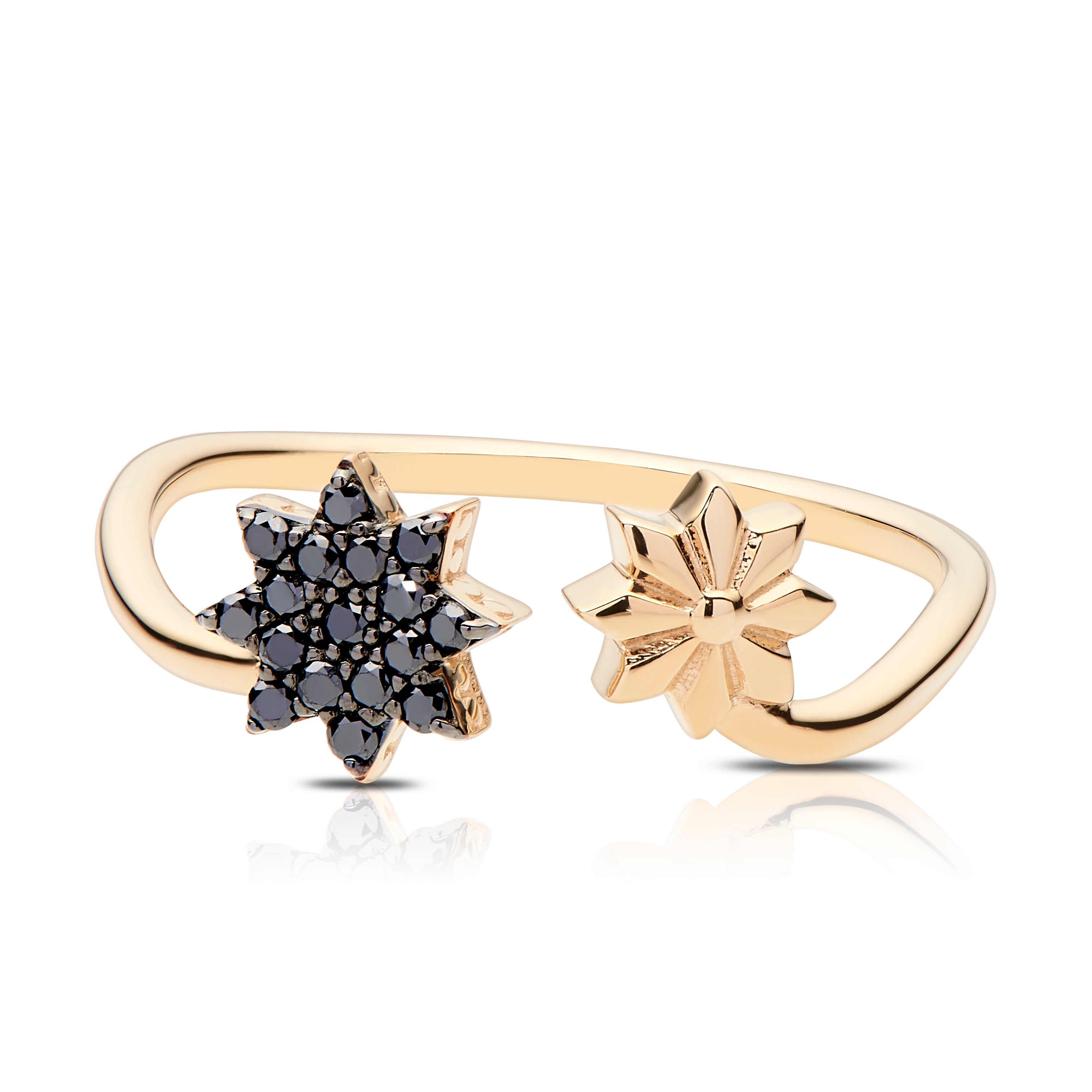 Bixlers Etoile Black Diamond Starlight Wrap Ring In 14k Gold