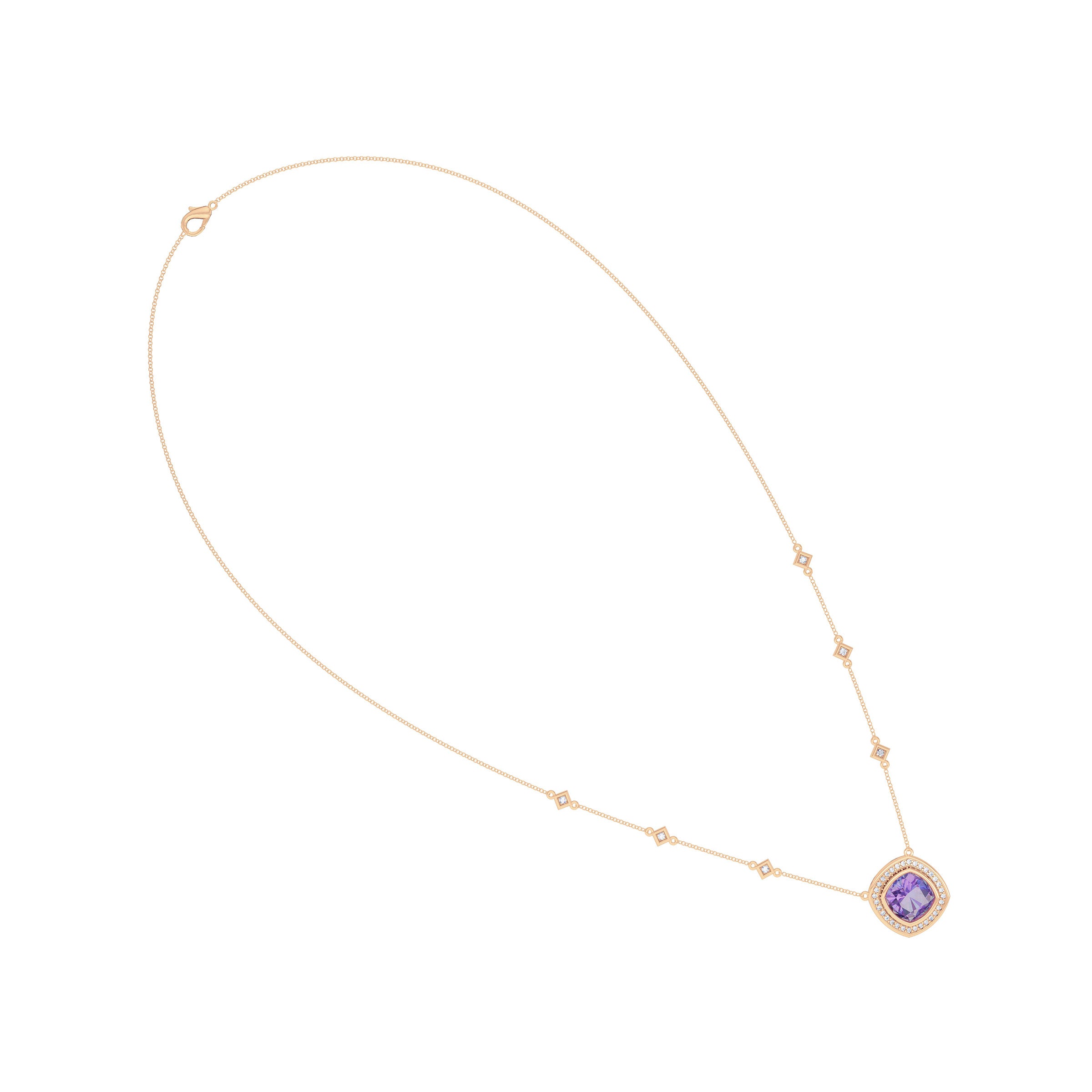 Bixlers Easton Amethyst and Diamond 7-Station Necklace In 14k Gold