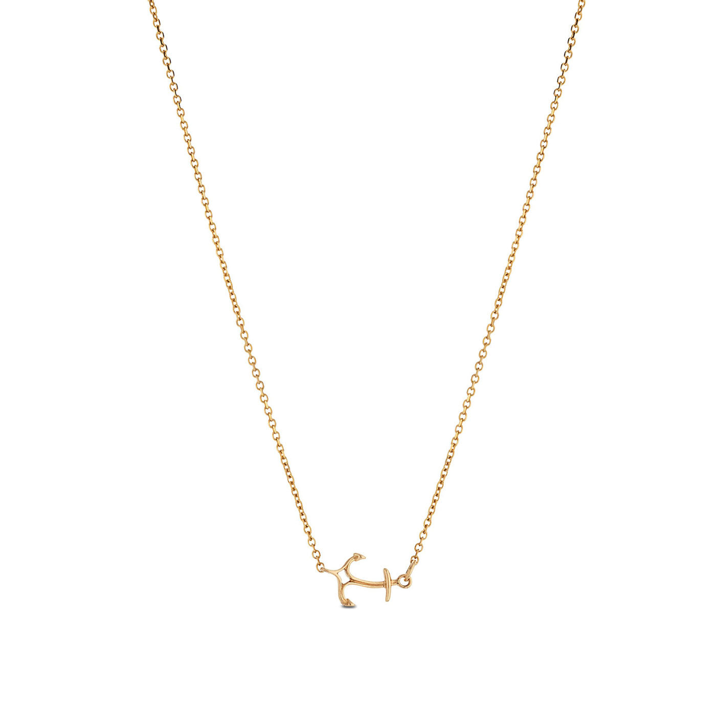 Bixlers Nautical Curved Anchor Necklace In 14k Gold