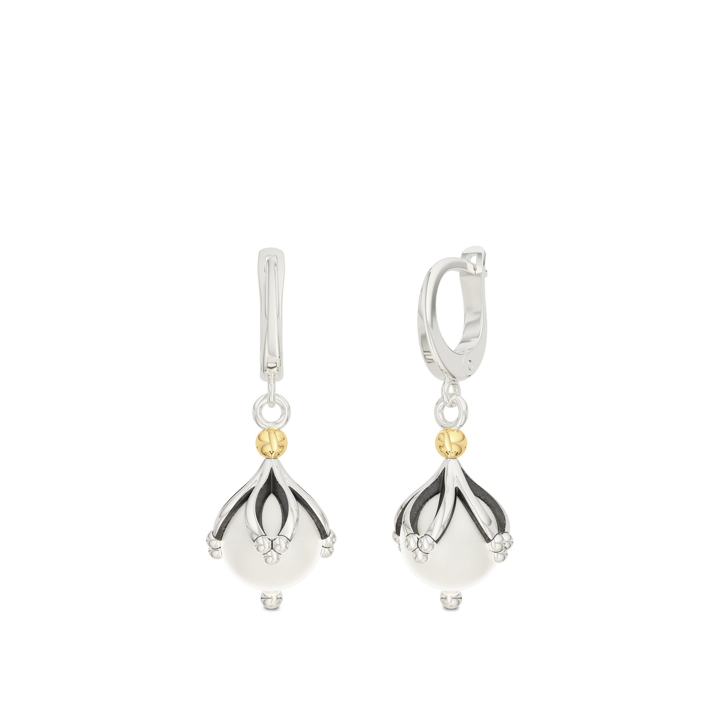 Bixlers Outlander Pearl Dangle Earrings in Sterling Silver and 14K Gold