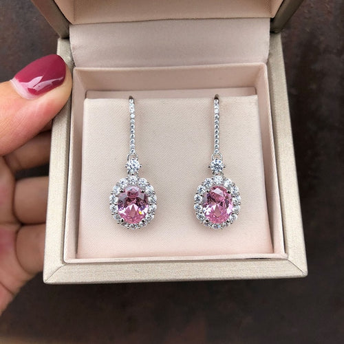 Women's 925 Sterling Silver Ruby Sapphire Drop Earrings