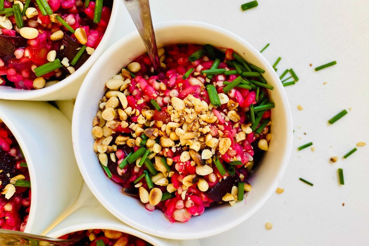 Beetroot & Buckwheat Risotto with Pinenuts