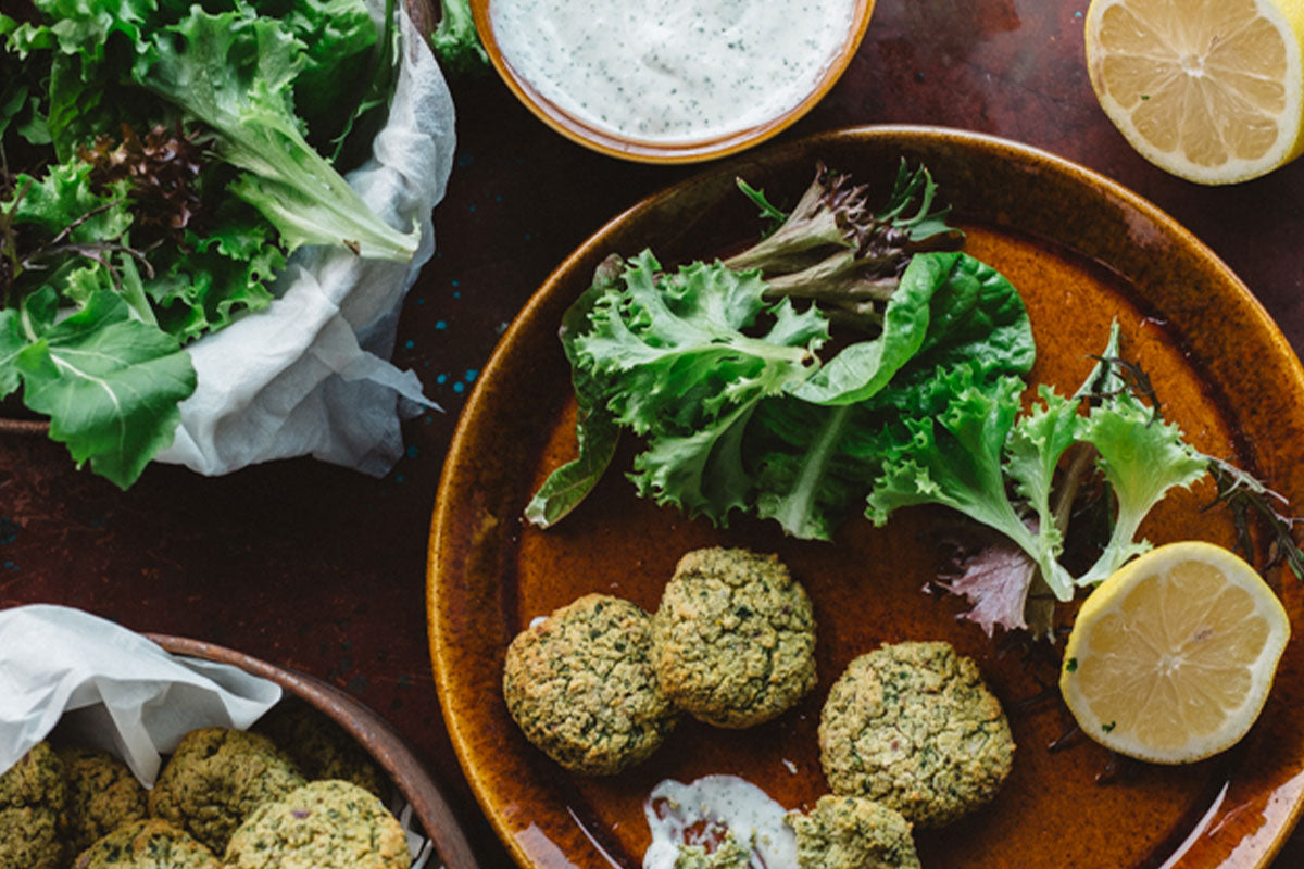 Green Falafel with Mint Yoghurt Tahini