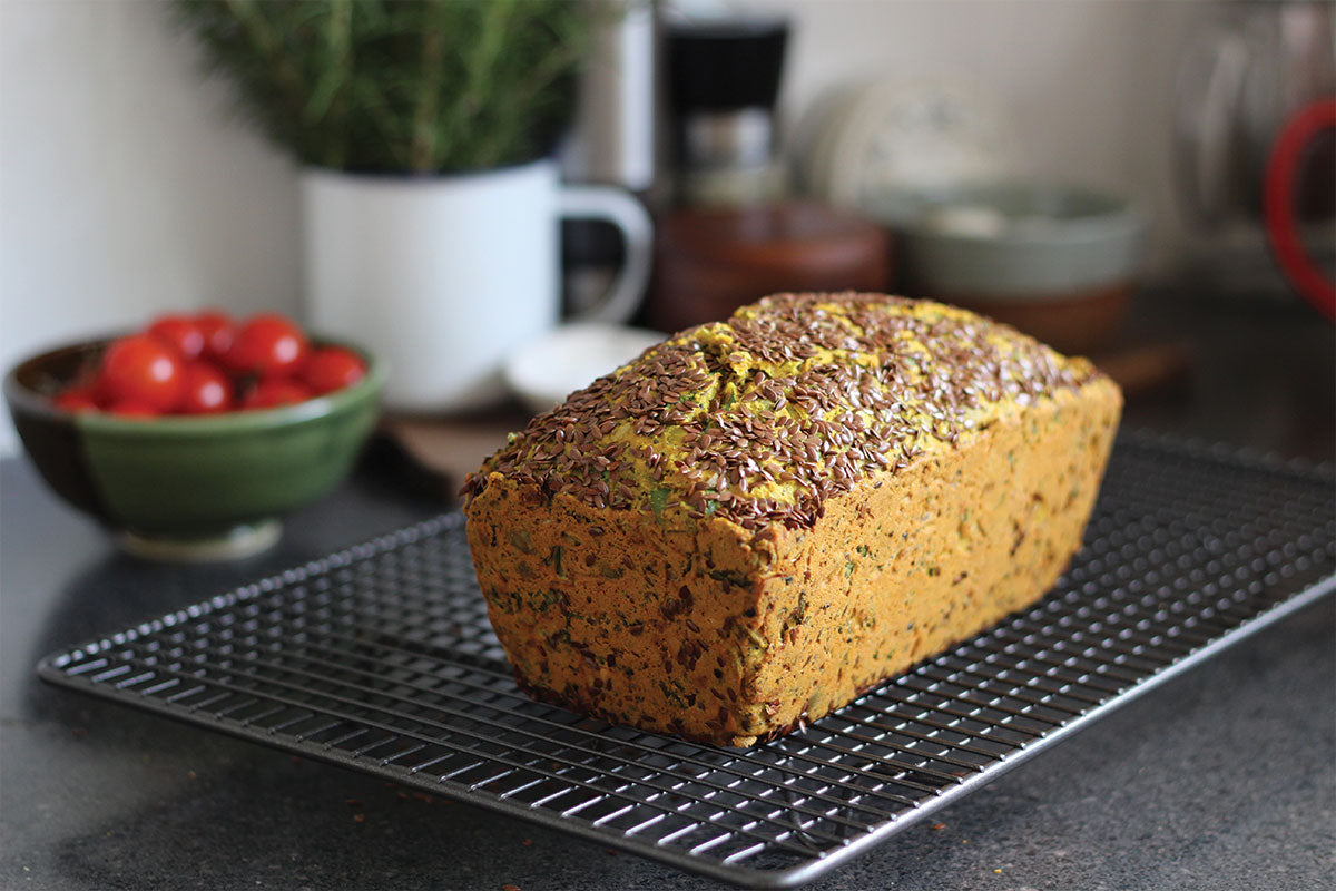 Turmeric goats curd onion seed loaf