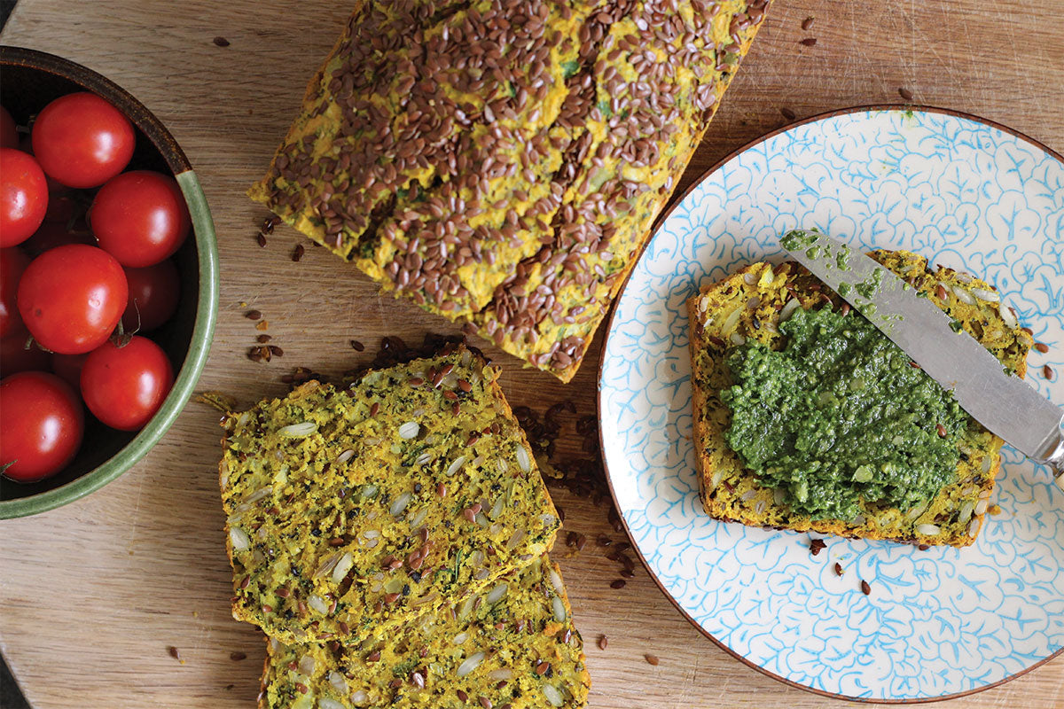 Turmeric goats curd onion seed loaf