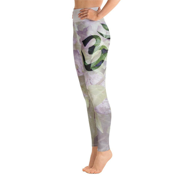 Leaves Pattern High Waist Om Symbol Yoga Pants Leggings – Chakra Galaxy