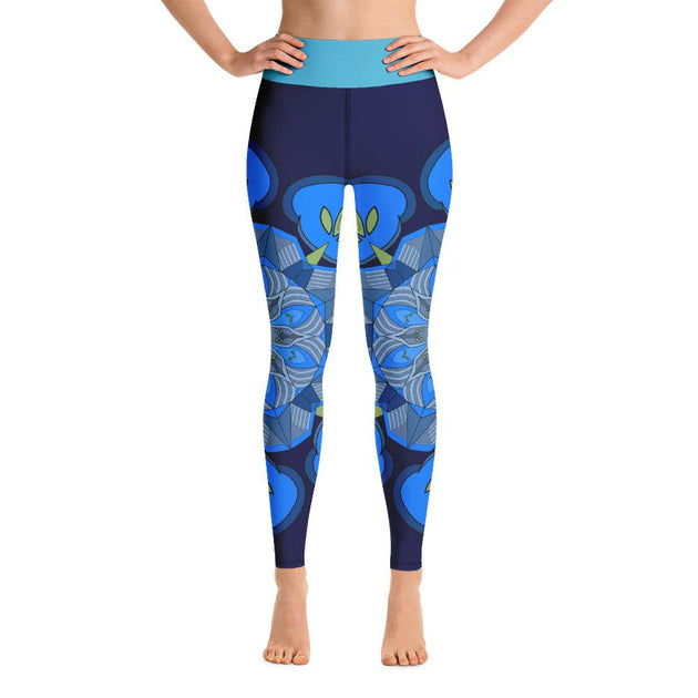 Mandala Flower Pattern High Waist Blue Yoga Pants Leggings – Chakra Galaxy