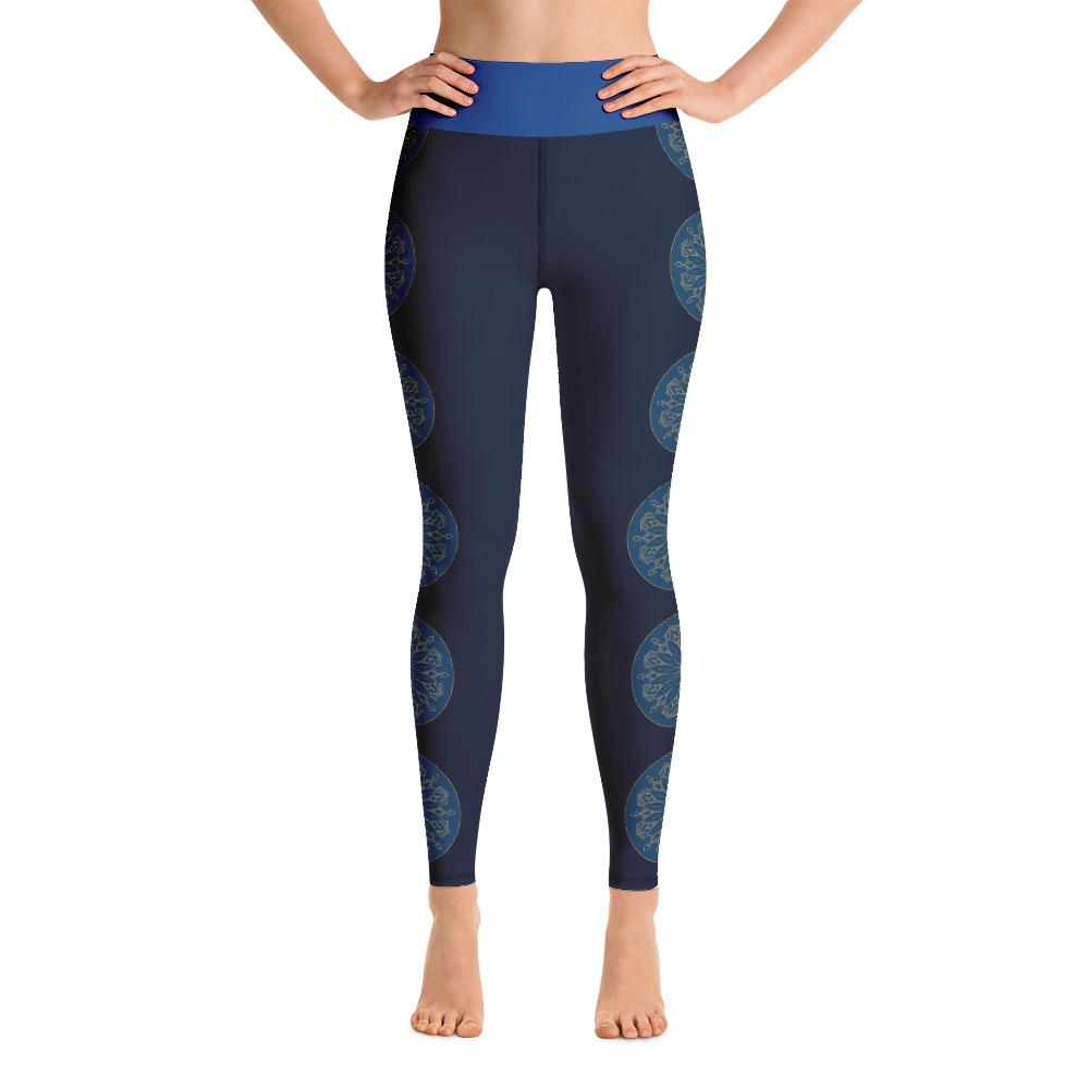 Mandala Side Pattern High Waist Blue Yoga Pants Leggings – Chakra Galaxy