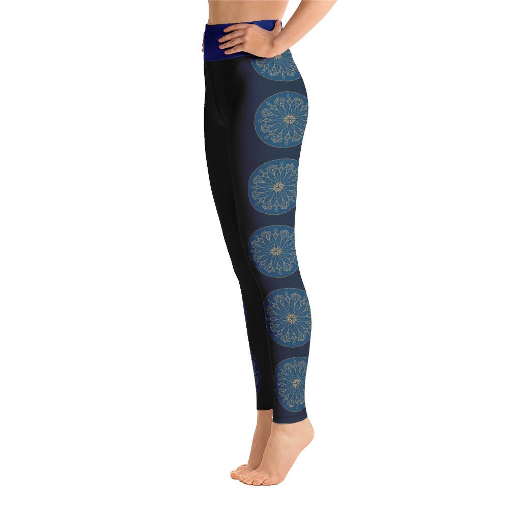 Mandala Side Pattern High Waist Blue Yoga Pants Leggings – Chakra Galaxy