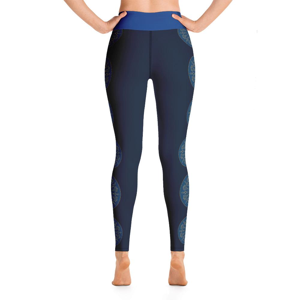 Mandala Side Pattern High Waist Blue Yoga Pants Leggings – Chakra Galaxy