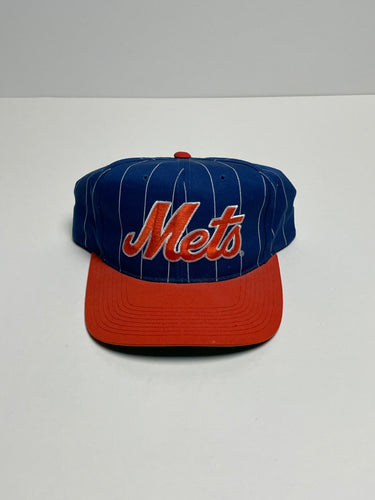 Vintage 1980s MLB New York Mets Pinstripe Snapback Starter Hat