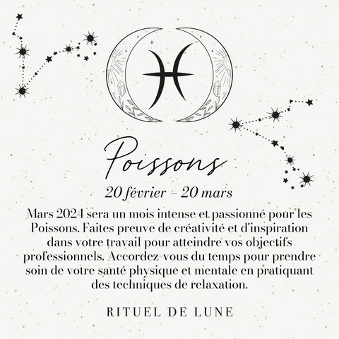 Horoscope poissons mars 2024 rituel de lune