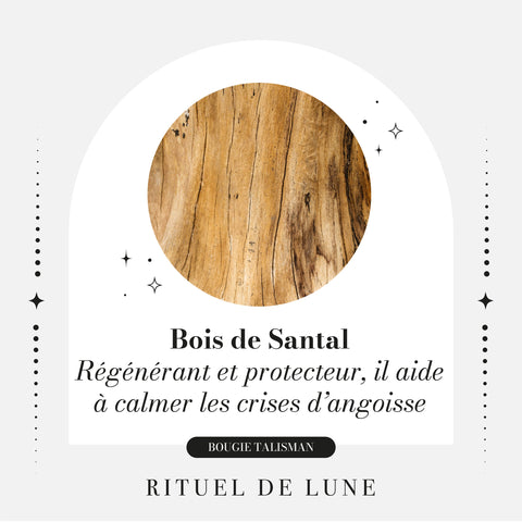 bougie rituel de lune talisman vertus bois de santal