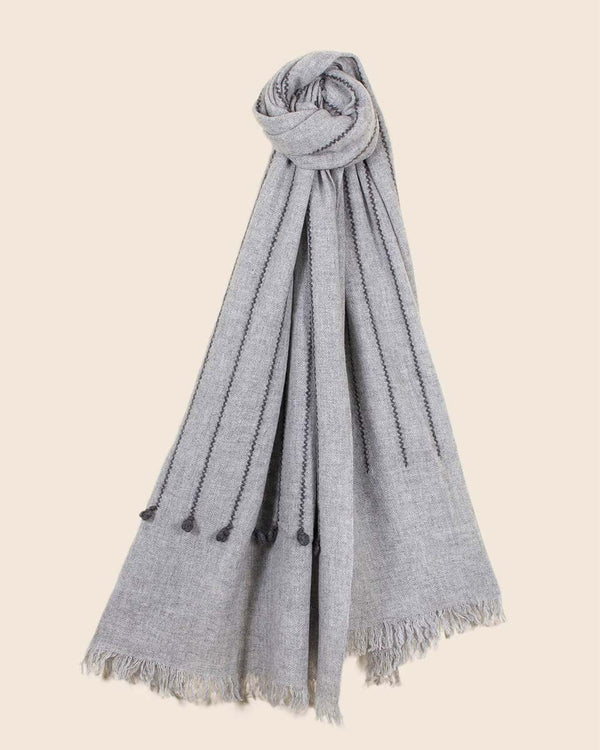 Louis Vuitton Dark Grey Stripe Cashmere Wool Shawl Scarf - LAR Vintage