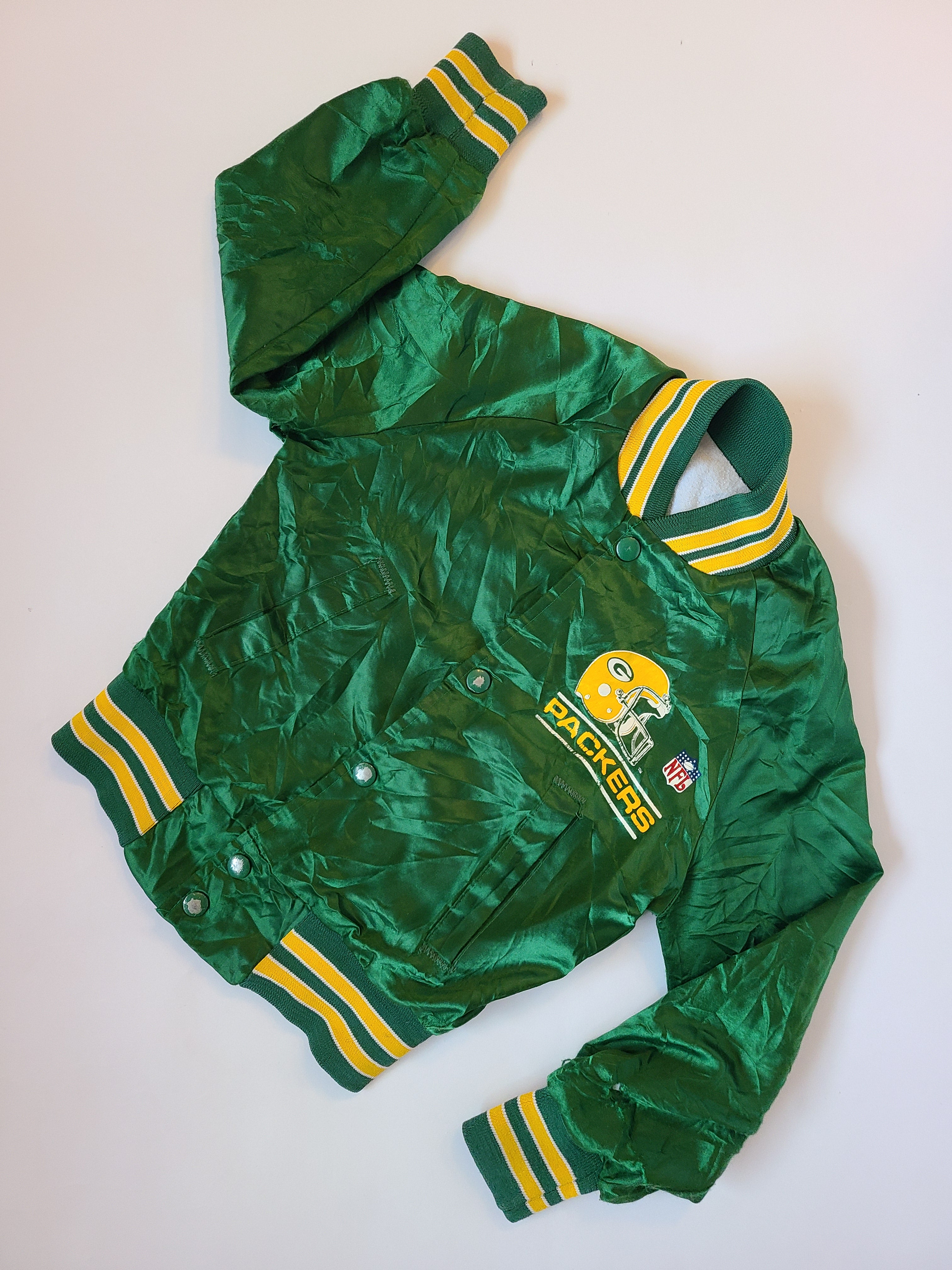 Vintage Green Bay Packers Chalk Line Satin Bomber Jacket- XL