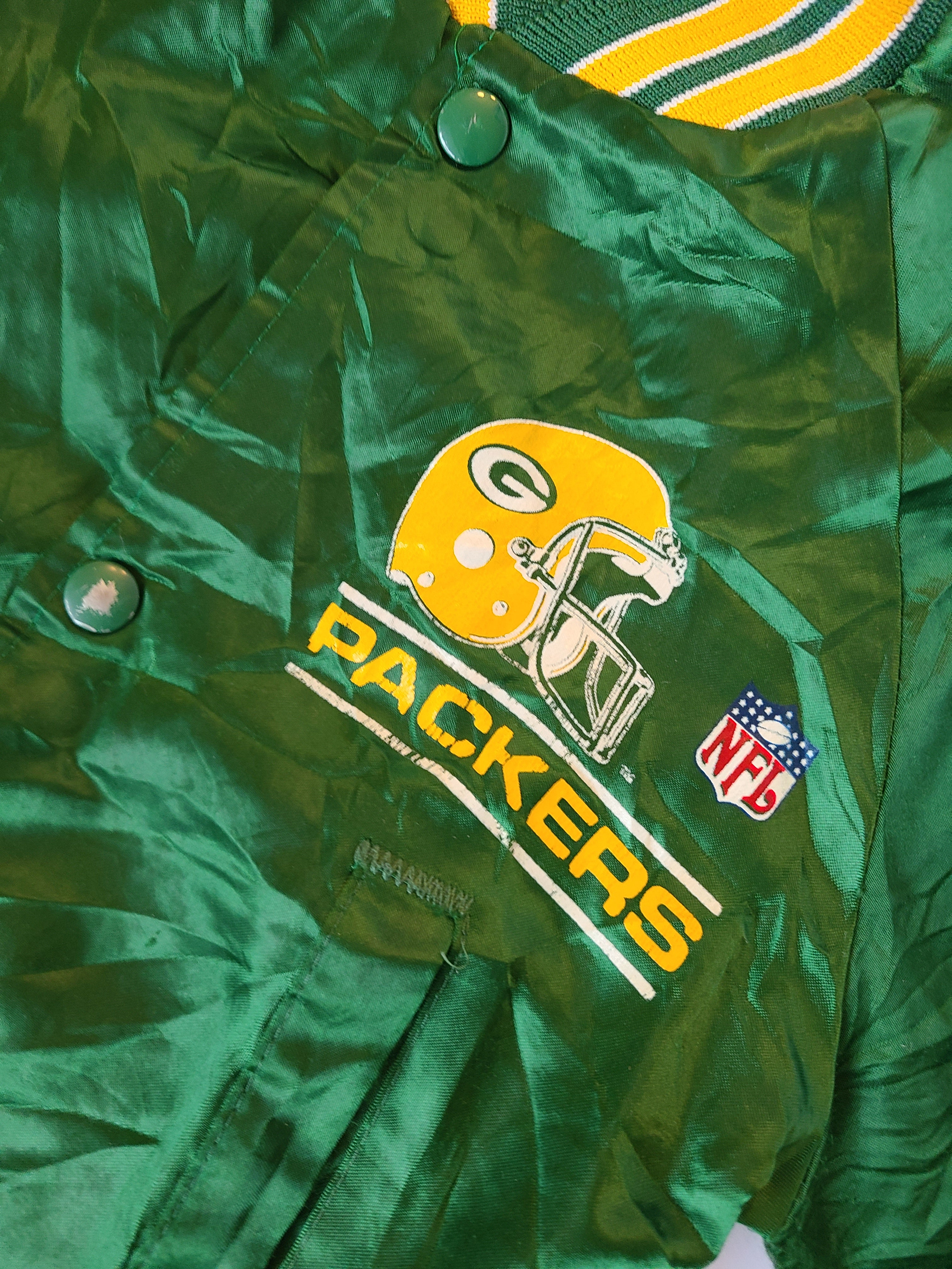 Vintage Green Bay Packers Chalk Line Satin Bomber Jacket- XL