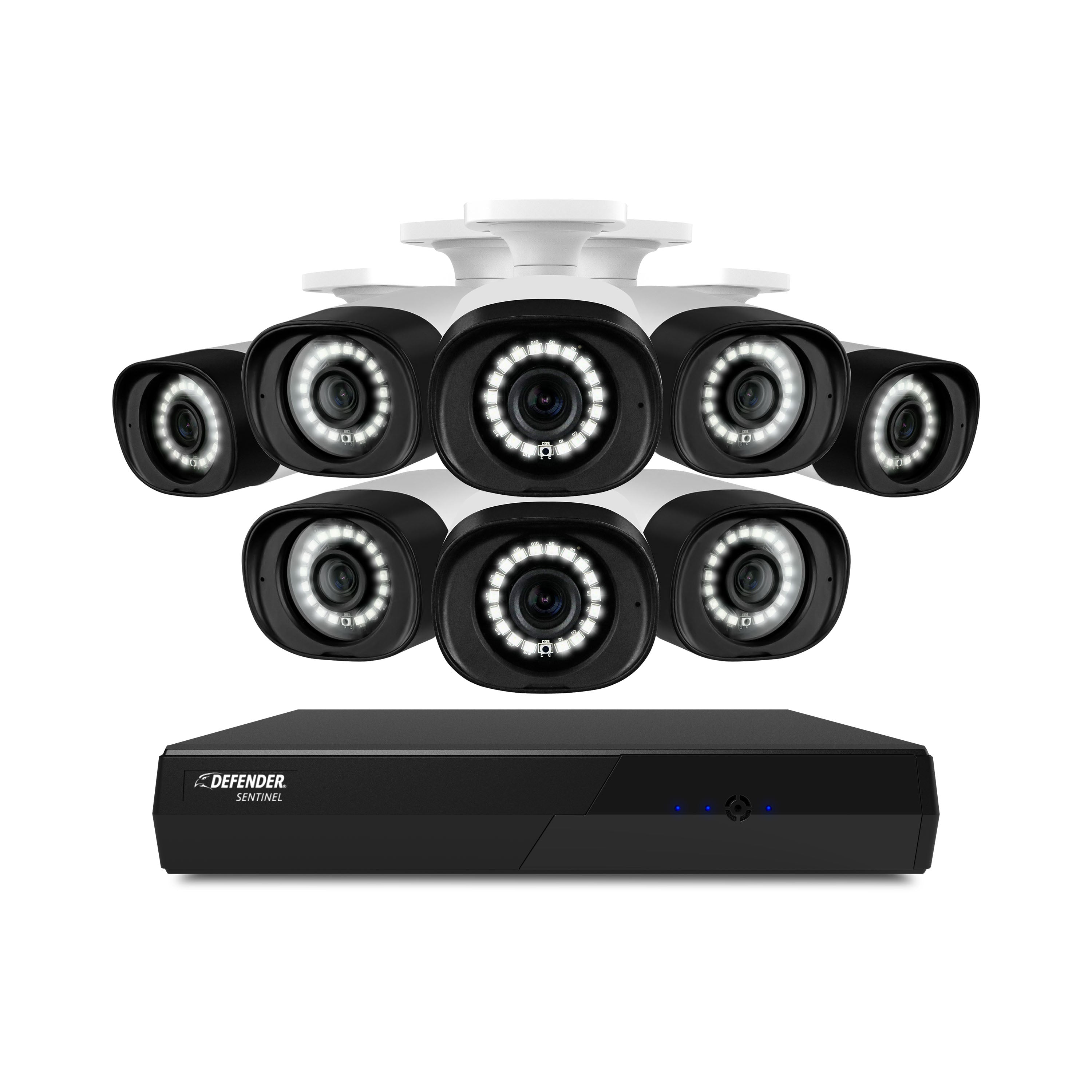 Sentinel 4K Ultra HD Wired 8 Channel PoE NVR Security System with 8 Metal Cameras - Defender Canada product image