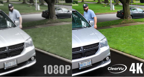 Resolution is key when looking for a security camera system. 1080p is most common for monitoring homes and porches, while higher resolution cameras such as 2K or 4K offers more detailed footage great for larger areas such as parking lots or commercial areas with the ability to identify more important details.