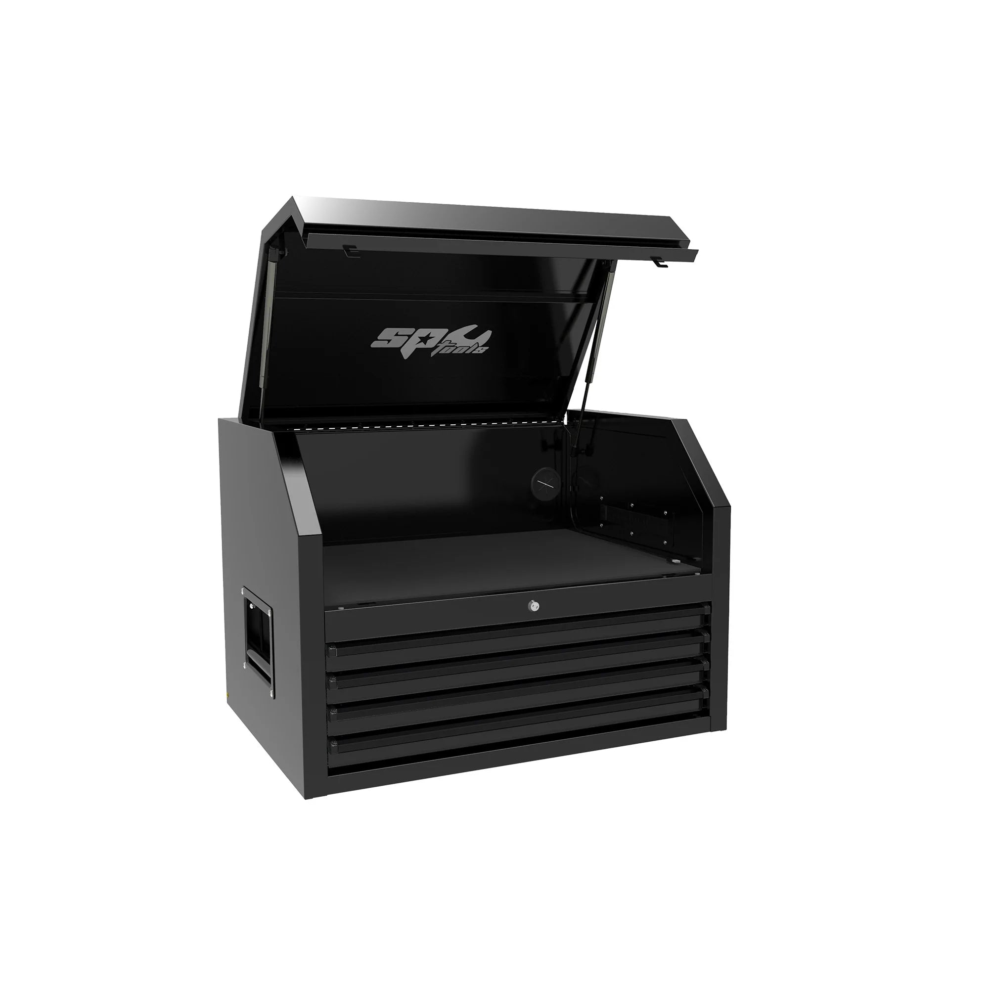 34" 4 Drawer Single Bank Tool Chest Black w/ Black Drawer Pu
