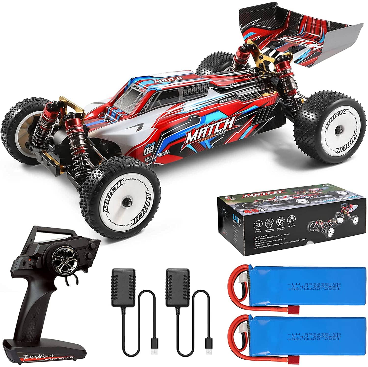 104001 1/10 RC Car with 2 Battery 2 Charger 45 Km/h High – Hosim