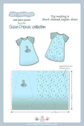 Get inspired to make a raglan dress with Oscar the Octopus big fabric panel
